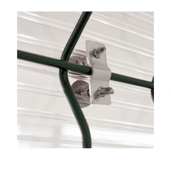 Set 25 cleme fixare policarbonat pe plasa bordurata maro RAL8017